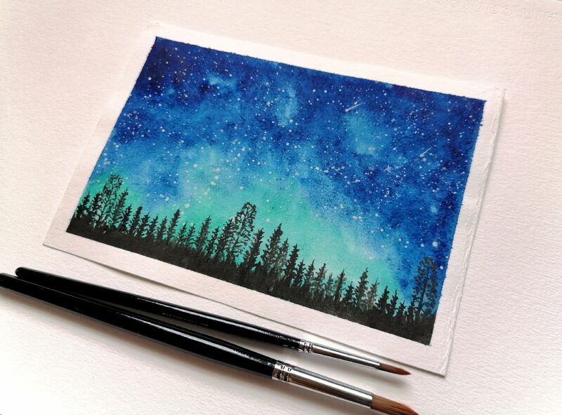 How to paint a starry night landscape for beginners - My Art Aspirations