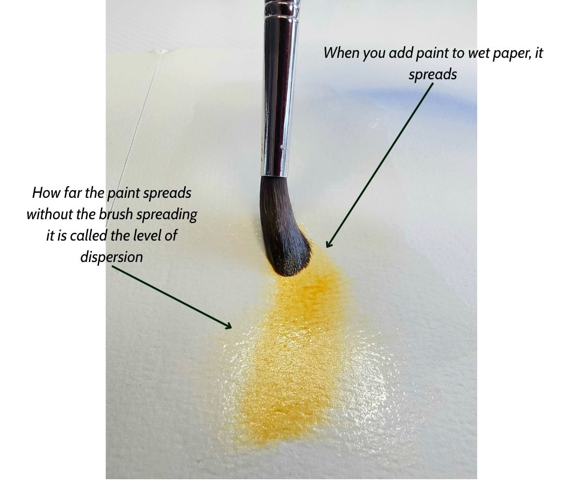 A demonstration of what is the level of dispersion in watercolor?